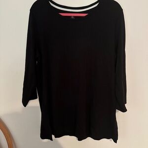 ISAAC MIZRAHI 3/4 SLEEVE PIMA COTTON BLACK SZ XL